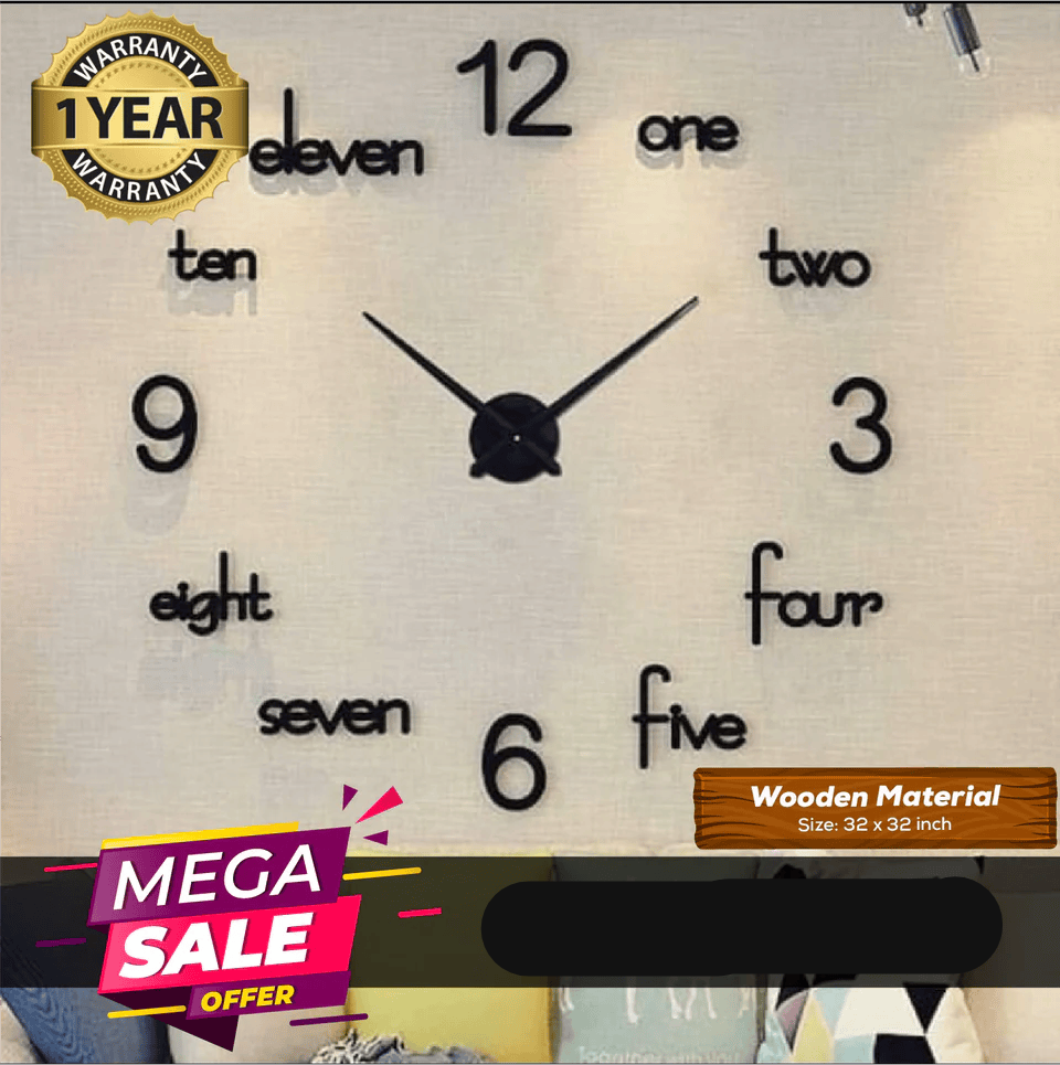 LARGE SIZE WOODEN DIY CLOCK