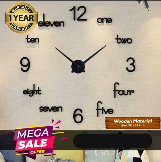 LARGE SIZE WOODEN DIY CLOCK