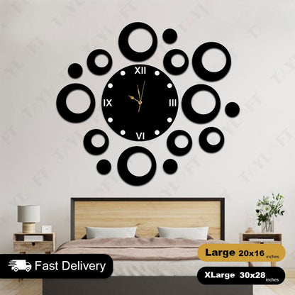 Circle Shaped Wooden Clock For Wall Decor