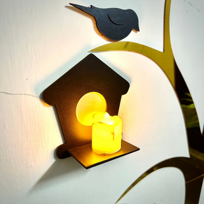 Golden Acrylic Birds on Tree Decor For Wall Decor