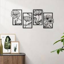 4 Frame Flower Wooden Panels For Wall Decor